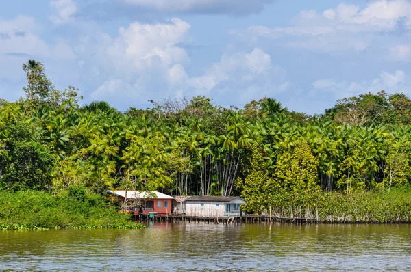 Cabana local no Rio Amazonas, Brasil — Fotografia de Stock