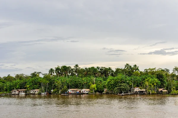 Brezilya Amazon nehrinde kıyı Köyü — Stok fotoğraf