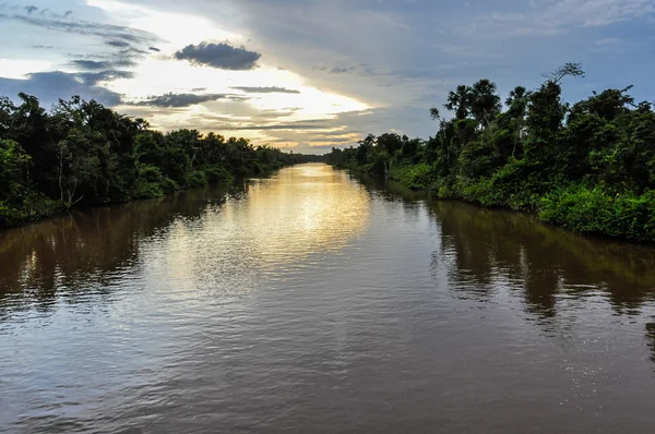 Günbatımı üzerinde amazon Nehri, Brezilya — Stok fotoğraf