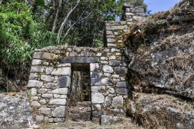 Temple of Moon at Machu Picchu, the sacred city of Incas, Peru
