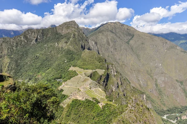Letecký pohled na Machu Picchu, posvátné město Inků, Peru — Stock fotografie