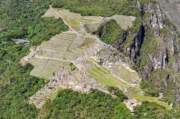 Machu Picchu, İnkalar, Peru kutsal kenti havadan görünümü — Stok fotoğraf