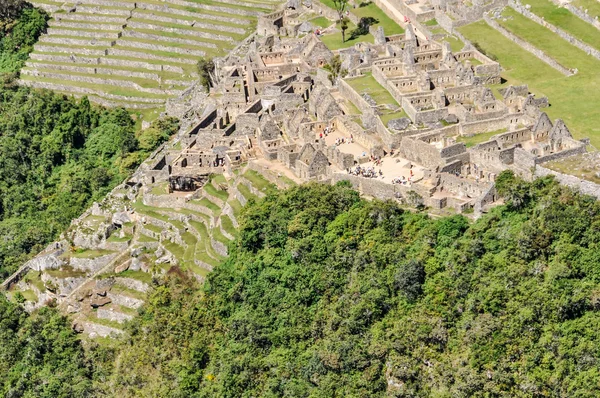 Letecký pohled na Machu Picchu, posvátné město Inků, Peru — Stock fotografie