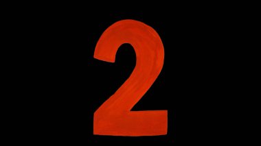 Kırmızı 2 numara guaj çekti. Siyah bir arka planda izole edilmiş. Boyayla çizilmiş el şekli