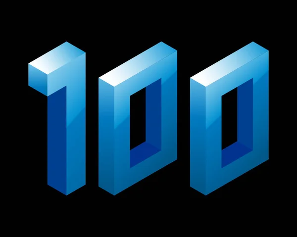 Gradient Modrý Číslo 100 Izometrickém Stylu Izolované Černém Pozadí Struktura — Stockový vektor