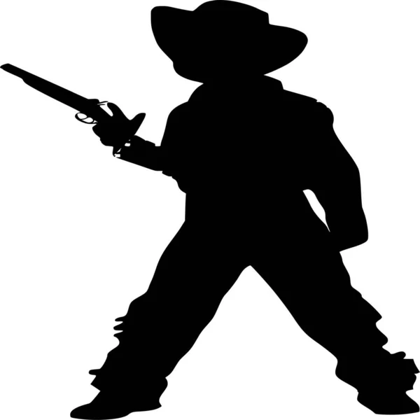 Vector Silhouette Cowboy White Background — Stock Vector