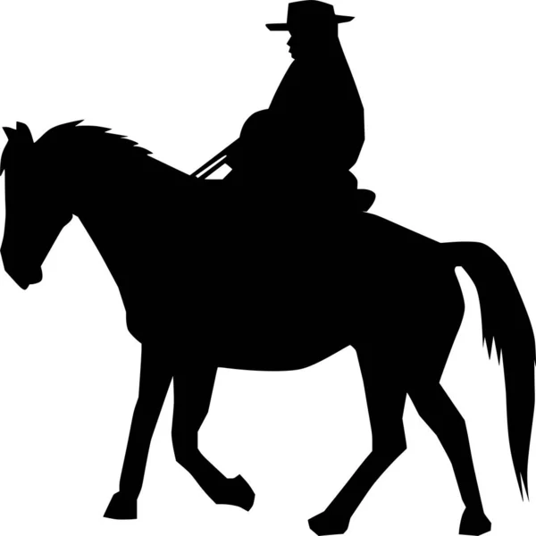 Silhouette Vectorielle Cowboy Sur Fond Blanc — Image vectorielle