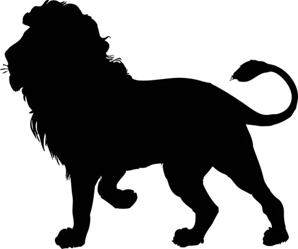 Silhouette Vectorielle Lion Sur Fond Blanc — Image vectorielle