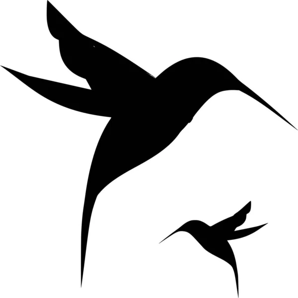 Silueta Vectorial Colibrí Sobre Fondo Blanco — Vector de stock