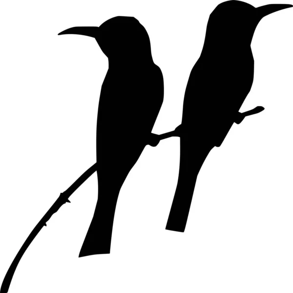 Silhouette Vectorielle Colibri Sur Fond Blanc — Image vectorielle