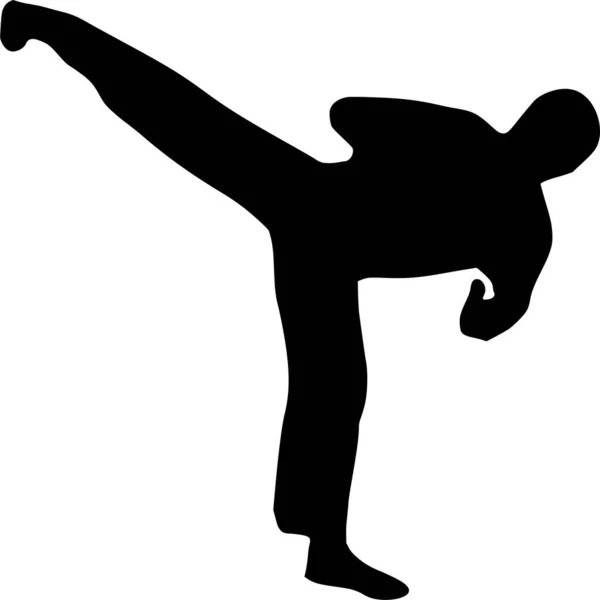 Vector Silhouette Martial Art White Background — Stock Vector