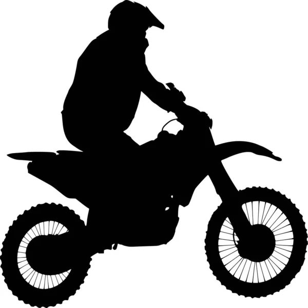 Wektorowa Sylwetka Motocross Białym Tle — Wektor stockowy