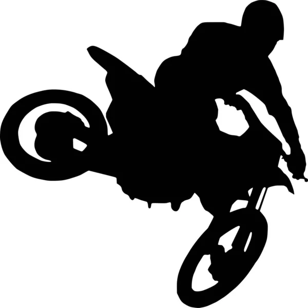 Silhouette Vectorielle Motocross Sur Fond Blanc — Image vectorielle