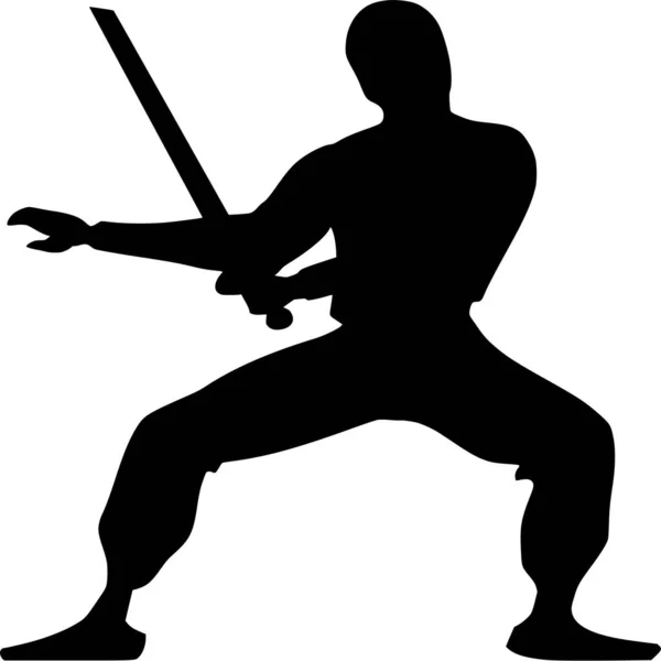 Vector Silhouette Ninja White Background — Stock Vector