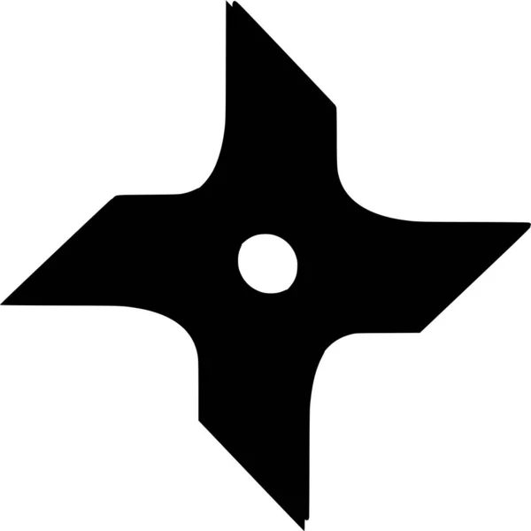 Vektorová Silueta Ninja Star Bílém Pozadí — Stockový vektor