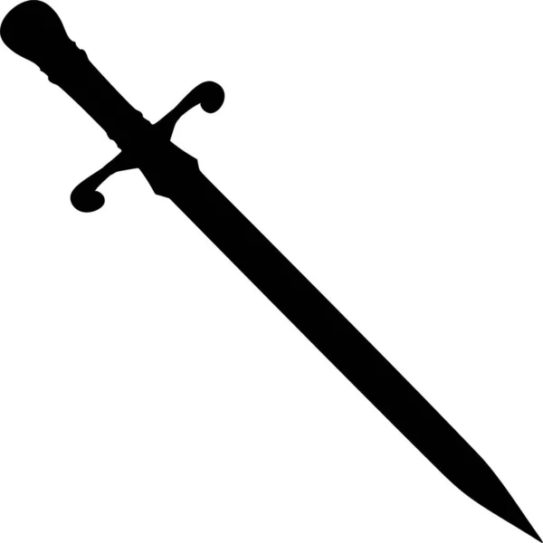 Vector Silhouette Sword White Background — Stock Vector