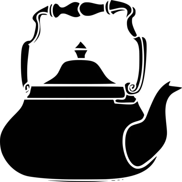 Silhouette Vectorielle Tea Kettle Sur Fond Blanc — Image vectorielle