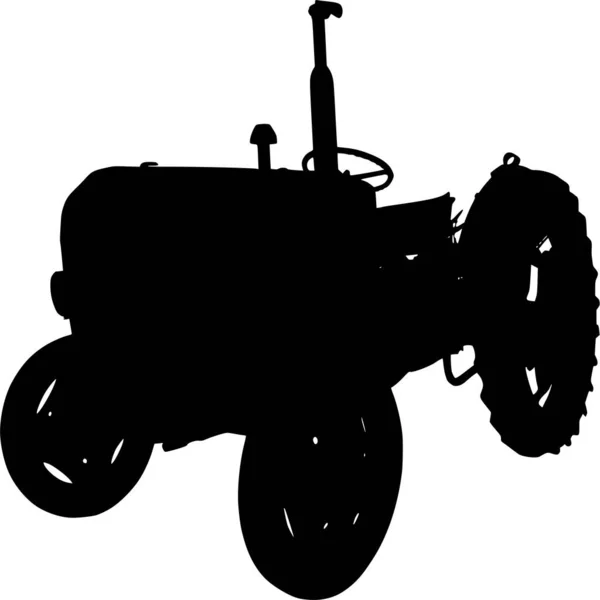 Silhouette Vectorielle Tracteur Sur Fond Blanc — Image vectorielle