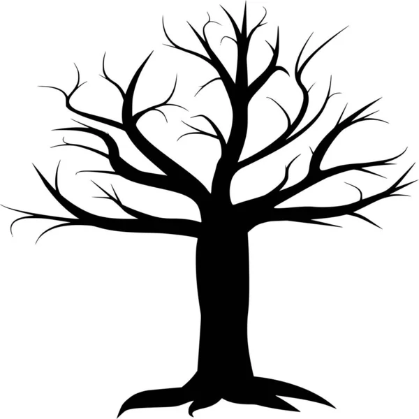 Silueta Vectorial Árbol Sobre Fondo Blanco — Vector de stock