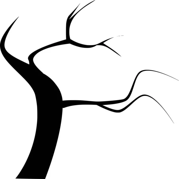 Silueta Vectorial Árbol Sobre Fondo Blanco — Vector de stock