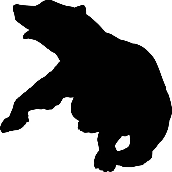Vector Silhouette Bear White Background — Stock Vector
