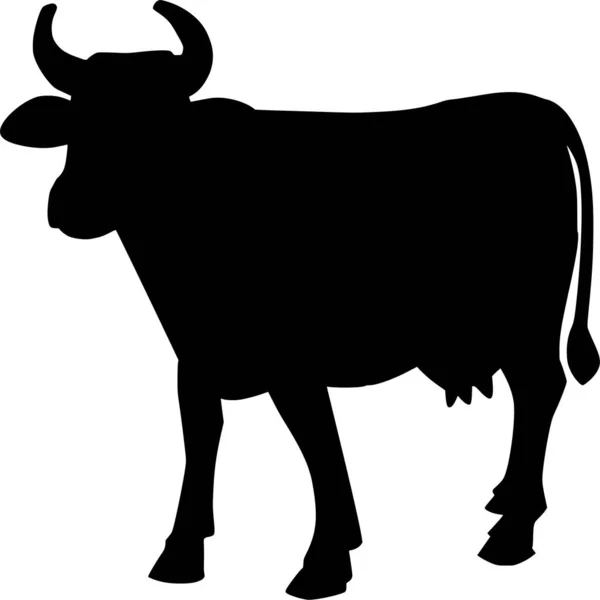 Silueta Vectorial Vaca Sobre Fondo Blanco — Archivo Imágenes Vectoriales