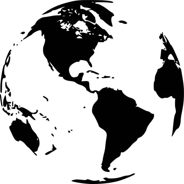 Vector Silhouette Globe White Background — Stock Vector