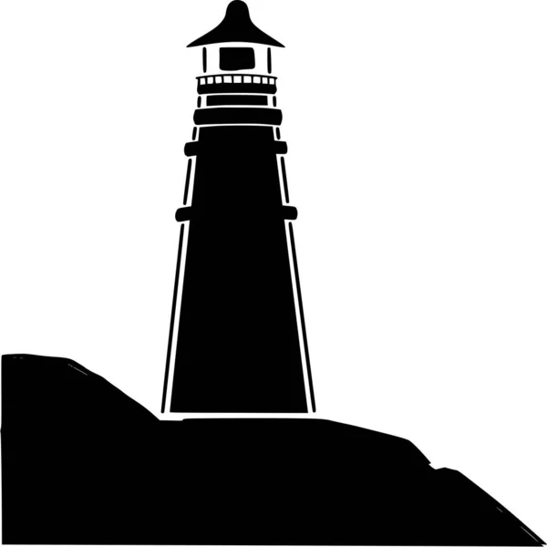 Silhouette Vectorielle Phare Sur Fond Blanc — Image vectorielle