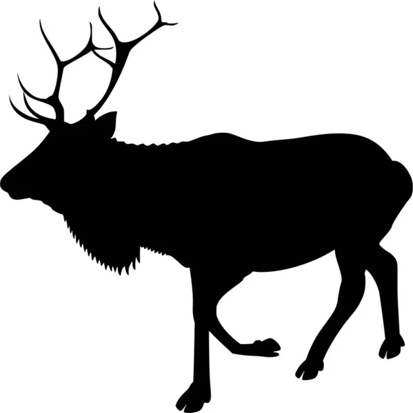 Silueta Vectorial Moose Sobre Fondo Blanco — Vector de stock