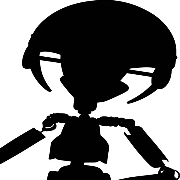 Silhouette Vectorielle Robot Sur Fond Blanc — Image vectorielle