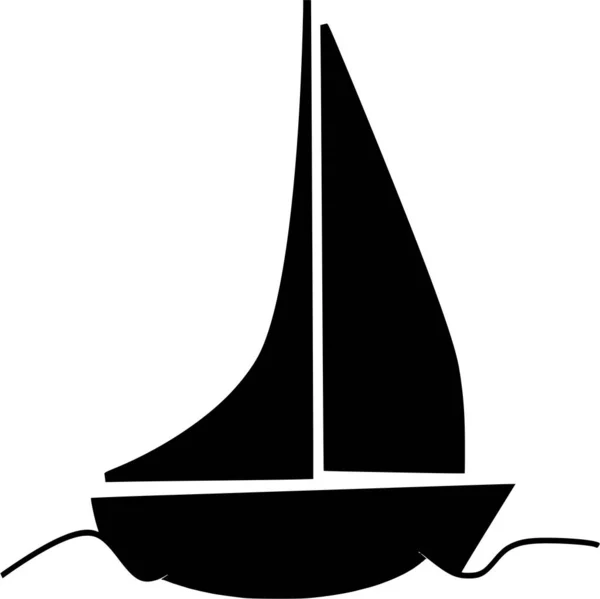 Vector Silhouet Van Zeilboot Witte Achtergrond — Stockvector