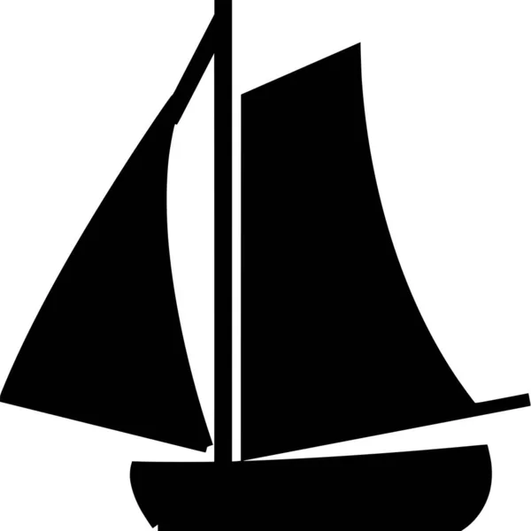 Silhouette Vettoriale Della Barca Vela Sfondo Bianco — Vettoriale Stock