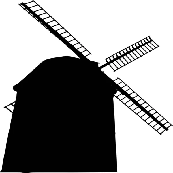 Silhouette Vectorielle Moulin Vent Sur Fond Blanc — Image vectorielle