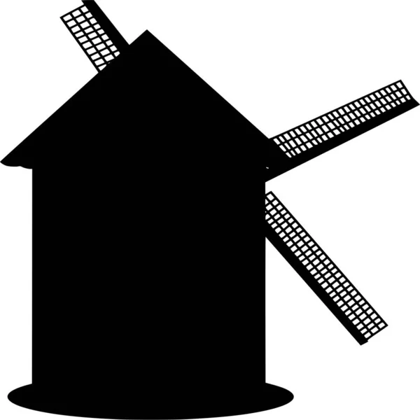 Beyaz Arkaplanda Windmill Vektör Silueti — Stok Vektör