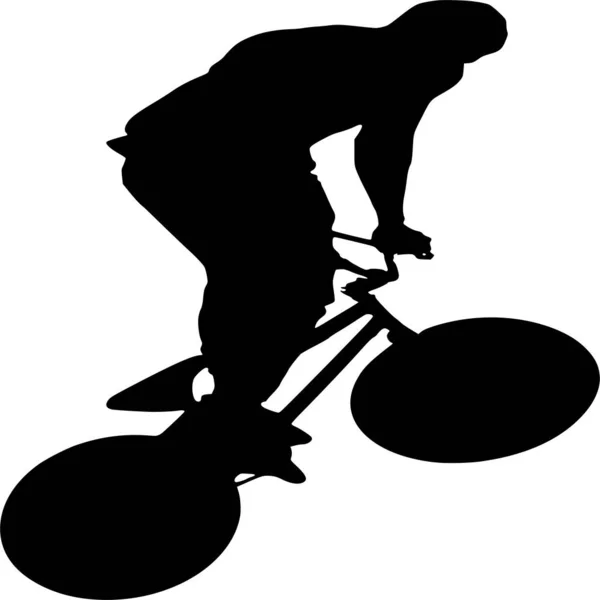 Vectorsilhouet Van Bmx Witte Achtergrond — Stockvector