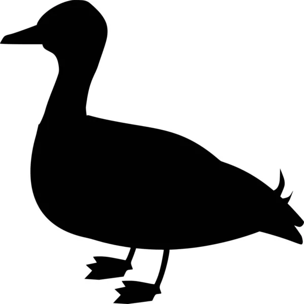 Vektor Silhouette Der Ente Auf Weißem Hintergrund — Stockvektor
