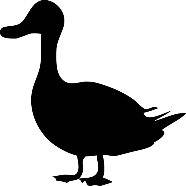 Silhouette Vectorielle Canard Sur Fond Blanc — Image vectorielle