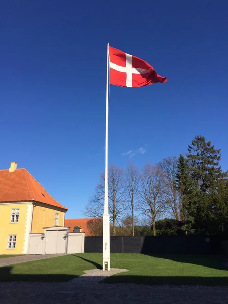 Flaga Danii Zwana Dannebrog Przez Duńczyków Dat Dannebrog — Zdjęcie stockowe
