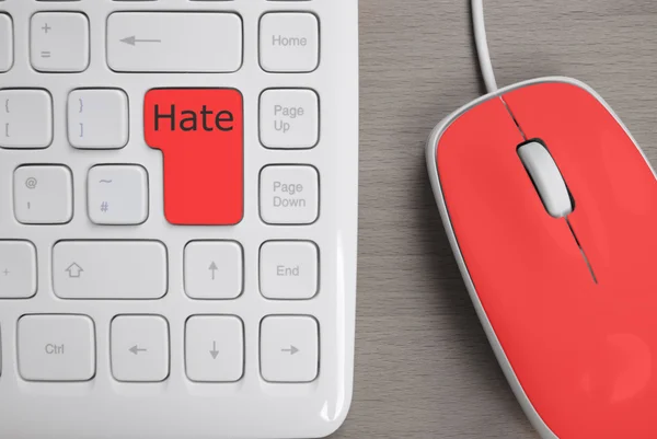 Teclado para odiador, botón rojo HATE — Foto de Stock