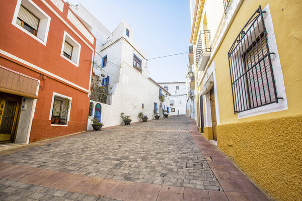 Street of the old town in the center of Calpe. Alicante. Spain