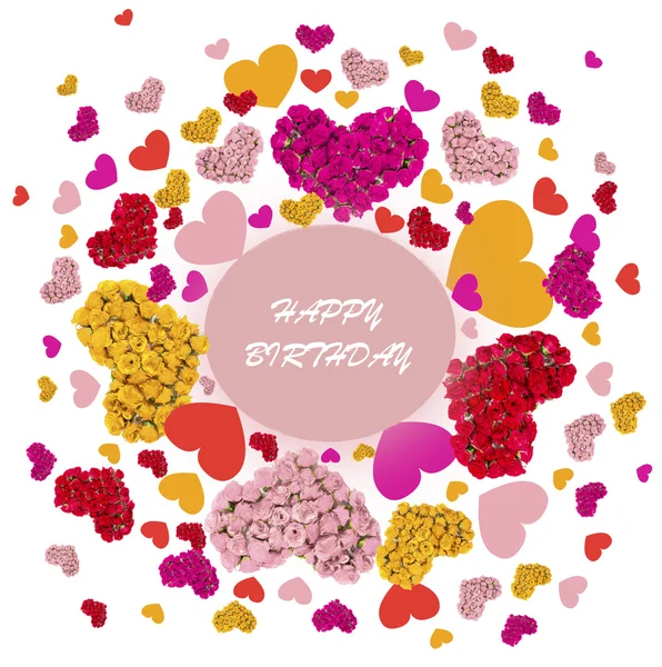 Cartão de saudação com corações coloridos — Fotografia de Stock