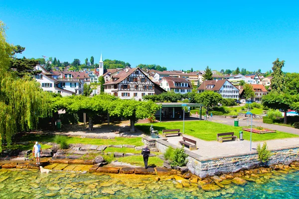 Belle vue sur la rive du lac de Zurich par une journée d'été . — Photo