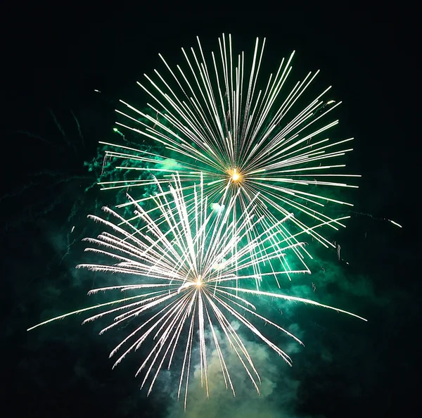 夜空のカラフルな花火. — ストック写真