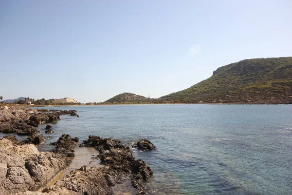 Vistas Mar Isla Montaña Desde Costa — Foto de Stock