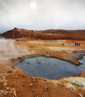 Volkanik manzara Namafjall, İzlanda (kokmuş çukurları)