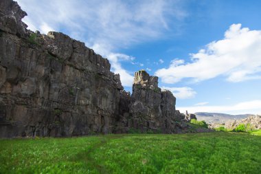 Thingvellir Milli Parkı - alan İzlanda doğru ve yerinde nerede uygun Atlantik Tektonik tabaklar.