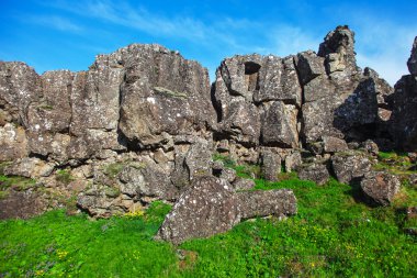 Thingvellir Milli Parkı - alan İzlanda doğru ve yerinde nerede uygun Atlantik Tektonik tabaklar.