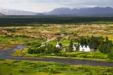 Thingvellir Milli Parkı - alan İzlanda doğru ve yerinde nerede uygun Atlantik Tektonik tabaklar.