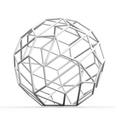 Geometric 3D object on white mathematical construction clipart