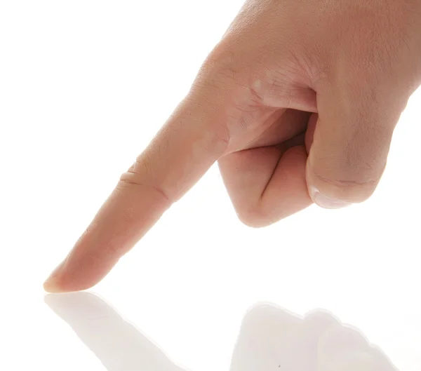 Tablet touch hand gesture — Stock Photo, Image